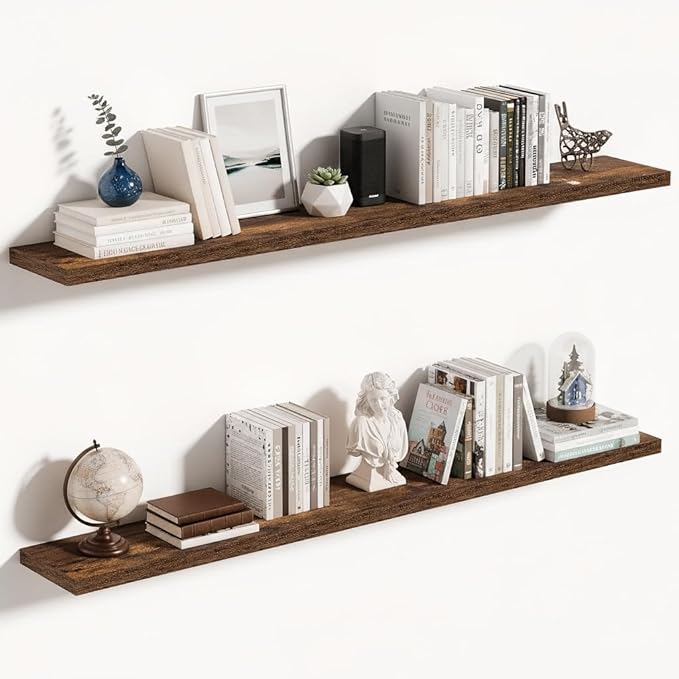 Vivelove 10 Inch Deep Floating Shelves 55 inch Long, 55 x 10 Wide Wall Shelves with Invisible Brackets, for Bedroom Bathroom 
