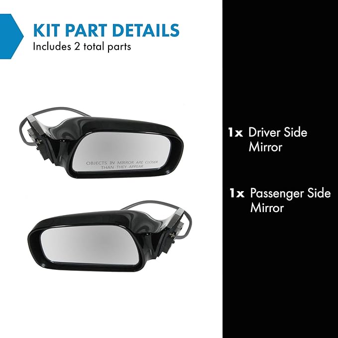 TRQ Driver and Passenger Side Mirror Assembly Set Power Paint to Match Compatible with 1999-2003 Toyota Solara