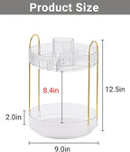Asayuee 360 Rotating Makeup Organizer,2 Tier Large Capacity Make Up Organizers and Storage,Skincare Perfume Vanity Organizers