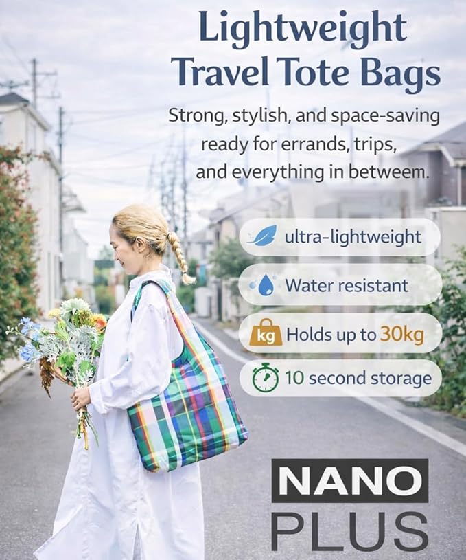 Compact Reusable Grocery Tote Bag – Lightweight, Foldable & Packable Shopping Bag for Travel