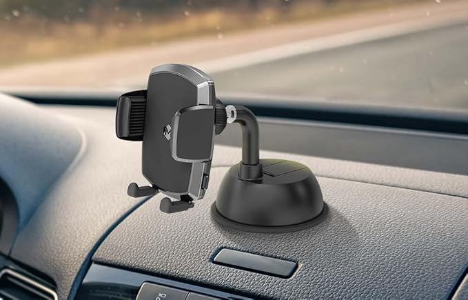 Simple Cradle Dash Mount - Upgraded Hands-Free Car Phone Holder - Thick Case Friendly Phone Holder for Car - Mount for Dash - Compatible with iPhone & Android – Black