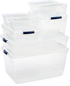 Rubbermaid Cleverstore Clear Dorm Variety 16-Pack, Made in USA, Stackable Large Clear Storage Bins with Lids, See-Through Pla