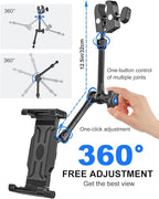 Rearview Mirror Tablet Holder for Car [Metal Magic Arm] Universal Metal Clip Rear View Mirror Tablet Mount, Rear View Mirror Phone Holder for 5.5-15.6” iPad Pro/Air/Mini, Galaxy Z, iphone16