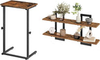 HOOBRO Floating Shelves and C Shaped End Table, 15 Inch Wall Shelf Set of 2, Adjustable Height Side Table for Sofa, Couch Tab