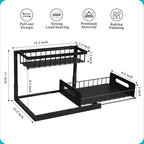 REALINN Under Sink Organizer, Pull Out Cabinet Storage 2 Tier Slide Out Sink Shelf, Kitchen Organizers and Storage, Black, 1 
