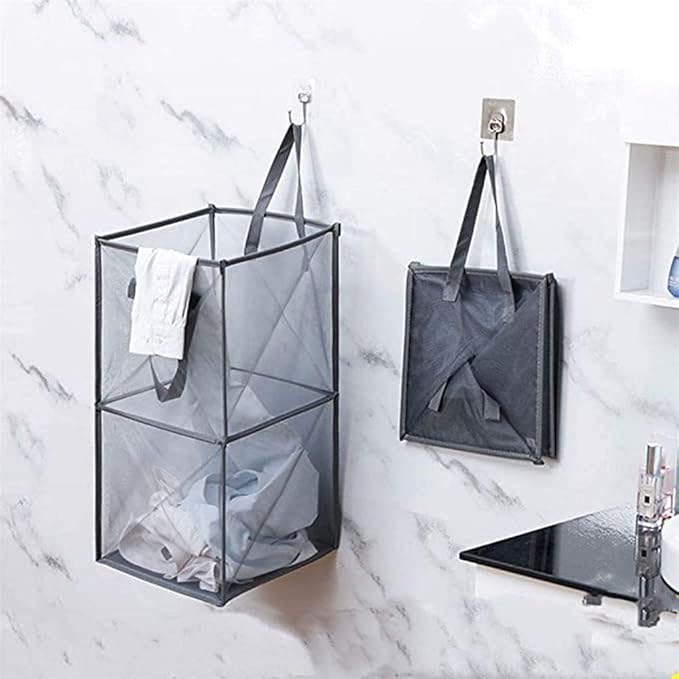 Pop Up Laundry Baskets - Mesh Collapsible Laundry Hampers Storage with Handle - Foldable for Washing Storage, Great for The K