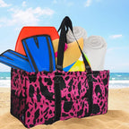 NGIL Extra Large Utility Tote Reusable Grocery Bag Oversized Collapsible for Groceries, Storage, Picnic, Beach (Cow Hot Pink- Hot Pink)