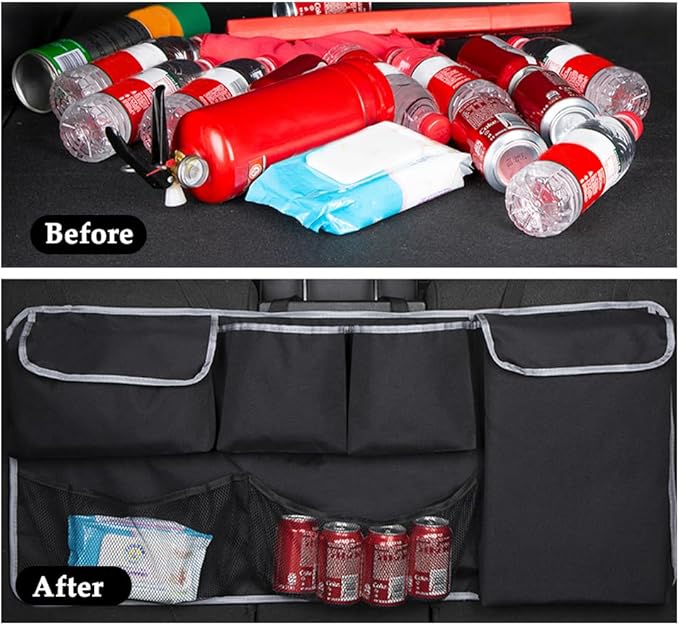 Large Capacity Car Trunk Organizer,Six Pockets Trunk Storage Organizer with Adjustable Straps,Wear-Resistant Oxford Fabric Han