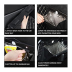 XSUPER Hanging Trash Bag with Smart LED, Magnetic Car Can, Waterproof PU Leather Garbage Can, Multipurpose Garbage Bag for Back Seat with 15 Disposable Bags, Black