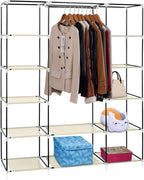 Closet Wardrobe, Portable Closet for Bedroom, Clothes Rail with Non-Woven Fabric Cover, Clothes Storage Organizer, 58 x 17 x 