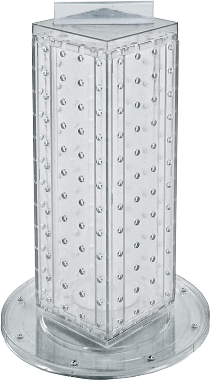 Azar Displays 700220-CLR Pegboard 4-Sided Revolving Counter Display, Clear Translucent Color