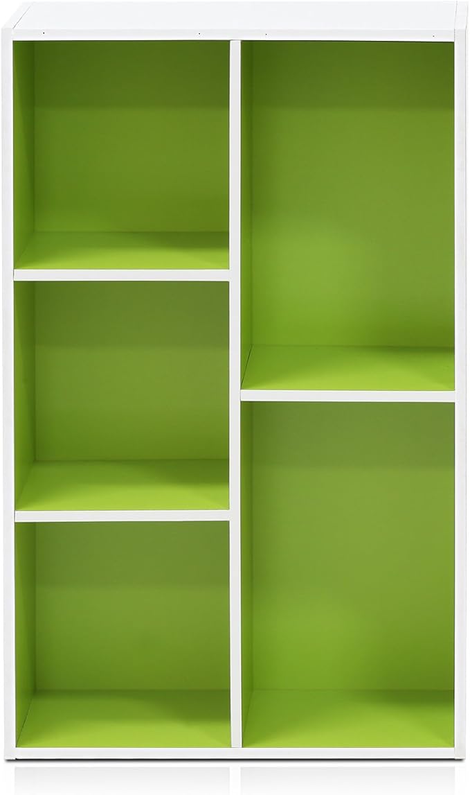 Furinno LUDER Book Shelf, 5-Cube Bookshelf, Reversible Bookcase, 9.4 x 19.5 x 31.5, Easy Assembly, for Living Room, Bedroom, 