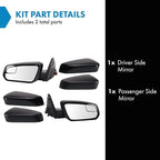 TRQ Driver & Passenger Side Power Mirror Set with Spotter Glass Paint to Match Caps Textured Black Compatible with 2011-2012 