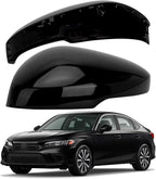 Driver Side Mirror Cover Replacement for Honda Civic 2022-2024, Civic Si Sedan 2022-2025, Civic Type R Hatchback 2023-2025 - Left Side Mirror Covers, Rear View Mirror Cap Black, With Lamp
