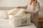Soft Canvas Clothes Storage Bags with Four Carrying Handles and Clear Window, Closet Organizer for Clothing, Blankets Sheets 