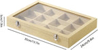 Coward Jewelry Organizer Box, Yellow Linen 12 Grids Bracelet Bangle Necklace Jewelry Display Tray Case with Transparent Glass