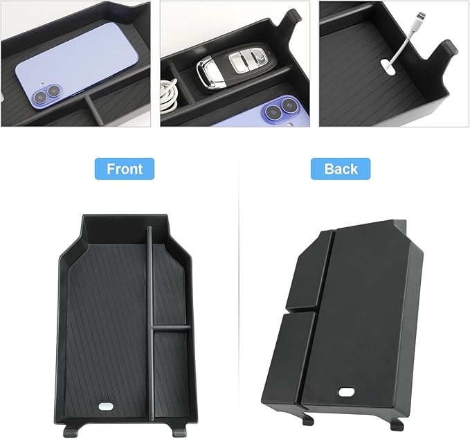 for 2025 2026 BMW X3 Center Console Organizer for BMW X3 G45 (30 xDrive/M50 xDrive), Durable ABS Plastic&Anti-Slip Rubber 2025 X3 Console Tray Insert for 2026 2025 BMW X3 Interior Accessories