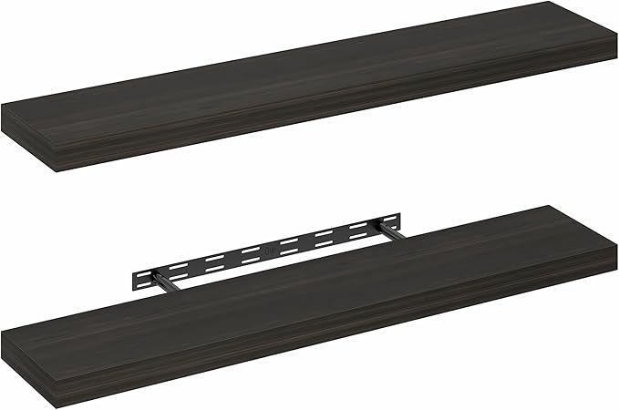 Furinno Tanna Floating Shelves for Wall Set of 2, 9 x 47 Wall Shelf, Wall Mounted Floating Shelf with Invisible Bracket, 2-in