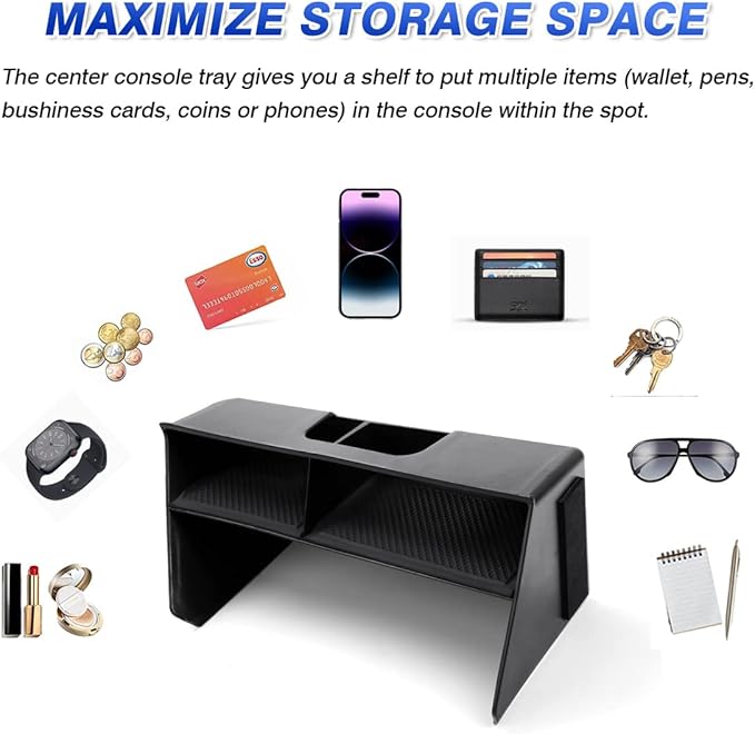 Karltys Center Console Organizer, Storage Box with Non-Slip Silicone Mat, Center Console Tray Insert Secondary for VW Volkswagen Golf GTI R MK8 2022-2025 2026 Accessories