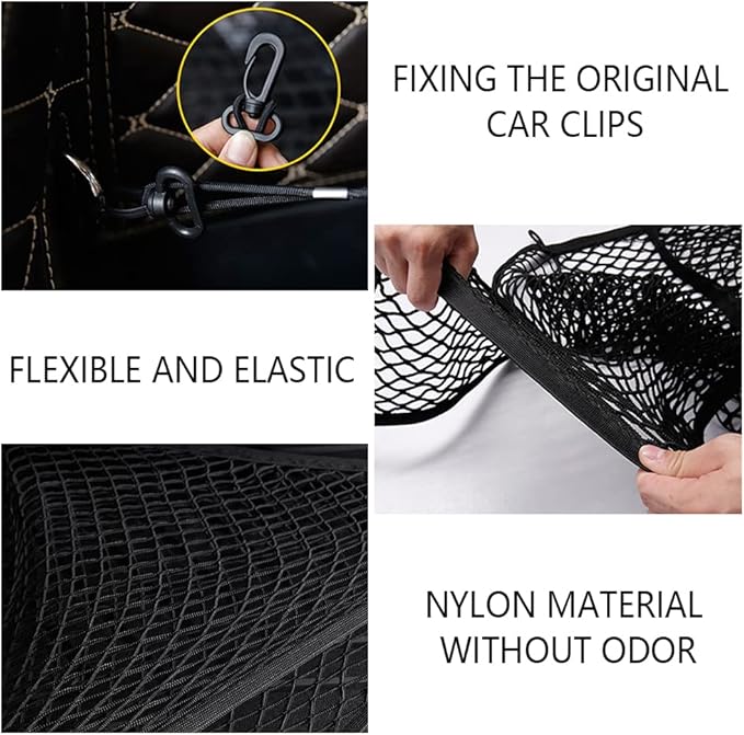 Car Rear Cargo Net with Good Elasticity&Tensile Strength Trunk Organizer for SUV Truck,Ideal Keeps Overlanding Accessories,Car