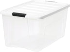 IRIS USA 72 Qt Stackable Plastic Storage Bins with Lids, 4 Pack - BPA-Free, Made in USA - See-Through Organizing Solution, La