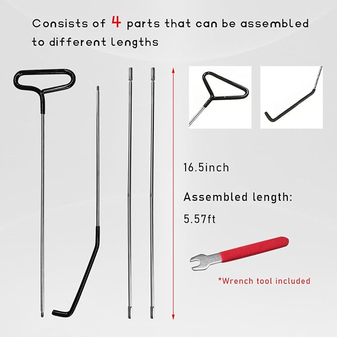 Car Long Reach Tool, 67" Multi-Function Automotive Emergency Tool, Portable Long Pin Puller Hook Kit with Adjustable Length f