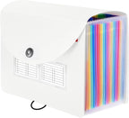 Sooez 24 Pockets Expanding File Folder with Blank Labels, According File Organizer with Expandable Cover, Desktop Accordion F