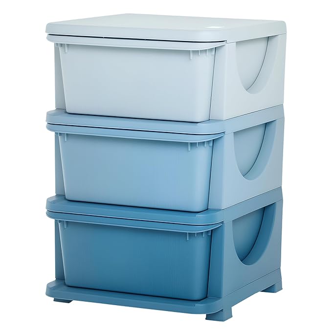 Qaba 3 Tier Kids Storage Unit, Toy Organizers and Storage with 3 Drawer Chest for Kids Bedroom Nursery Kindergarten Living Ro