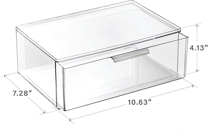 BINO | Clear Stackable Storage Drawers, Large | Clear Storage Drawers with Built-In Handles | Durable Plastic Organizer Drawe