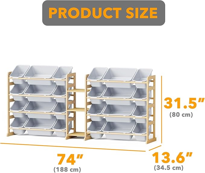 SpaceAid Large Toy Storage Organizer with 24 Bins and 3 Shelves, Toy Organizers Storage Bookshelf, Kids Bin Shelf Box Bookcas