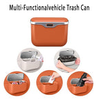 Car Trash Can with Lid, Leakproof Auto Garbage Bin, Waterproof Car Trash Bag Holder with PU Leather Top for Back of Seat/Door, Fit for SUVs, Sedans, Trucks Grey