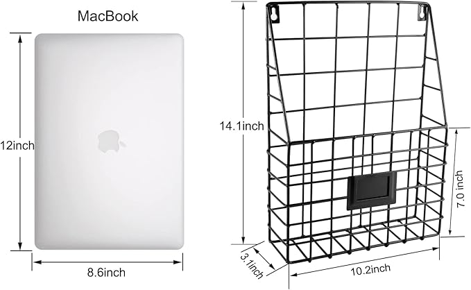 Storage Racks, Metal Wire Wall Mounted Magazine Holder, Wall Hanging Organizer holder for Files, Newspapers, Magazines with T