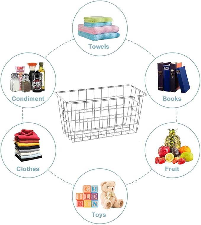 JUNCHU CHERRY 5 Pack Hanging Storage Basket, Bathroom Basket, Household Goods, with Traceless Tape, no Drilling, for Cabinet 