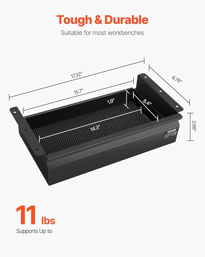 VEVOR Under Desk Double Stacked Lockable Slide Out Drawer, 13 inch Lockable Under Table Pull-out Drawer Attachment for Sit St