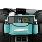 JEYODA Car Handbag Holder Between Seats Suede Large Capacity Car Purse Holder Automotive Consoles & Organizers for Document Phone Storage Car Accessories Interior (1925-style 2 blue)