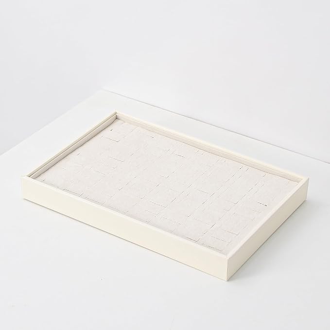 Stackable Jewelry Organizer Tray For Drawers,White Leather Small Earring Storage Tray,Bracelet And Necklace Display Box,Jewel
