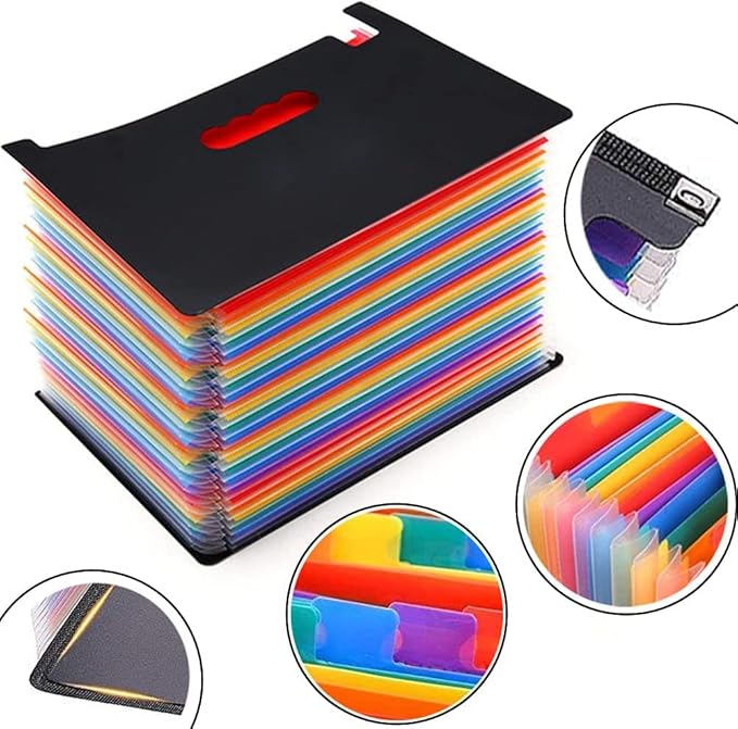 YXQ 36 Pockets Expanding File Folder, Large Capacity Portable Document Organizer A4 Letter Size Multicolored Accordion Filing