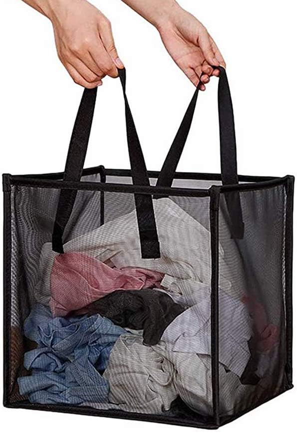 Pop Up Laundry Baskets - Mesh Collapsible Laundry Hampers Storage with Handle - Foldable for Washing Storage, Great for The K