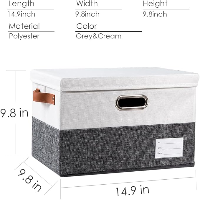 PRANDOM Foldable Storage Bins with Lids [3-Pack] Fabric Collapsible Storage Boxes Baskets Cubes Containers with Handles for C