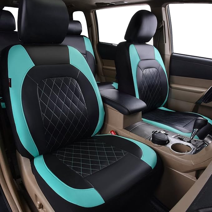 Universal Deluxe Pu Luxury Vinyl Faux Leather Car Seat Covers Full Set, Airbag Compatible, Breathable, Fit for Cars, Trucks, 