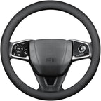 HAOTULE New Nappa Leather car Steering Wheel Cover, Anti-Slip, Safety, Soft, Breathable Full Surround Universal 15 inch Black