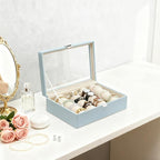 Bracelets Organizer Rods Bangles Display Holder, Clear See through Lid Leather Velvet Jewelry Storage Box Case for Women, 4 R