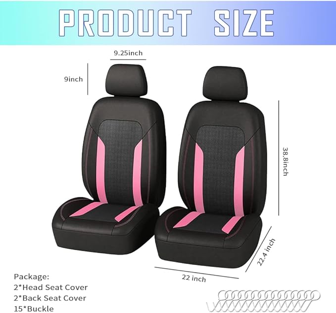 4PCS Cooling Car Seat Covers,Breathable Front Seat Covers with Mesh Construction and Foam Padding,Car Seat Protector to Reduc