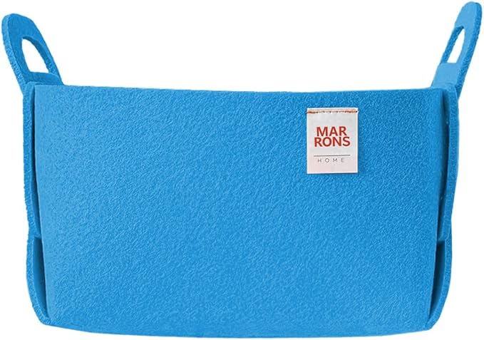 Collapsible Felt LIGHTBLUE Storage Bin Small 7.1"x5.1"x5.1" – Foldable Basket with Handles for Closet, Toy Storage, Laundry R