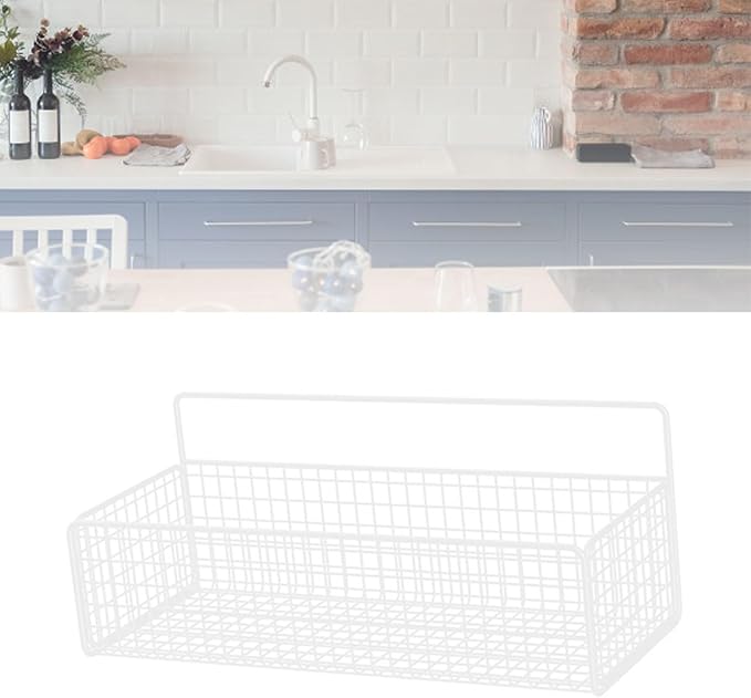 Multifunctional Iron Wire Wall Hanging Storage Basket, Portable Metal Mesh Bin for Kitchen and Bathroom, Vintage Wall Mount F