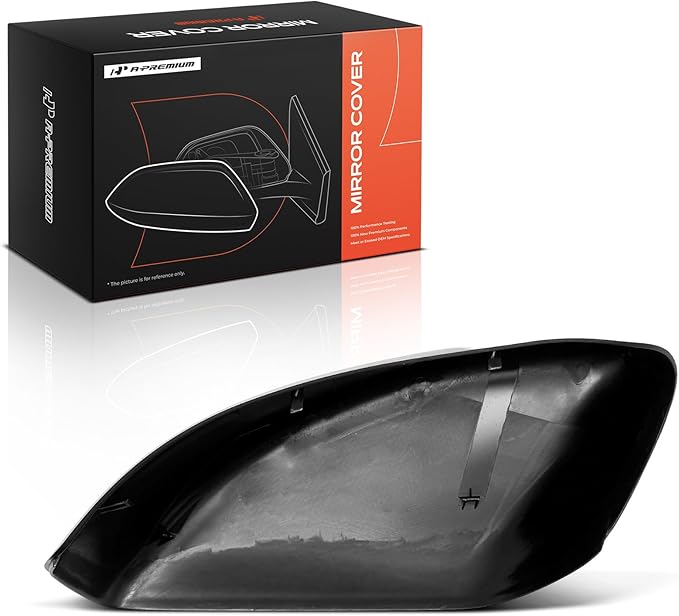 A-Premium Passenger Side Rearview Mirror Cover Cap - Compatible with Nissan Altima 2013-2018 - Smooth Black, Without Turn Signal Hole