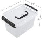 Farmoon 3.5 Quart Clear Storage Bin, Small Plastic Stackable Box/Cotainer with Lid and Black Handle, 6 Packs