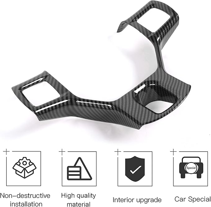CheroCar for Dodge RAM Steering Wheel Cover Trim Interior Decoration Accessories for 2010-2017 Dodge RAM (Carbon Fiber)