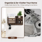 Nekon Mail Holder for Wall Mail Organizer with Key Hooks Hallway Farmhouse Decor Storage Racks with Floating Shelf and Flush 