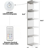 2 Pack 6-Tier Versatile Wall Shelf Unit with USB Rechargeable Led Light (Remote Controlled),Vertical Floating Display Shelves